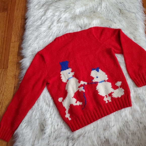 Vtg Mary Maxim Kids French Poodle Cardigan - Picture 6 of 10
